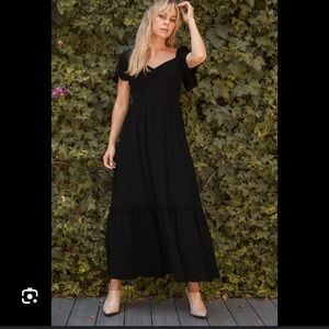 Lulus forever fond of you black midi maxi dress Swiss dot size small